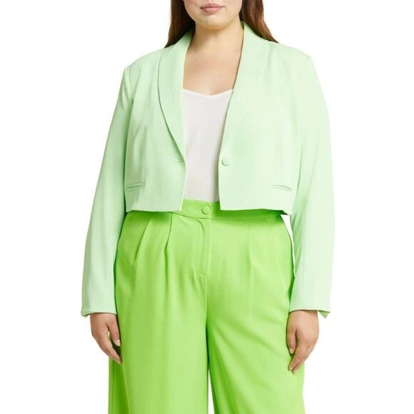 11 Honoré ARIEL CROP BLAZER IN PARADISE GREEN size 20 - Picture 2 of 10